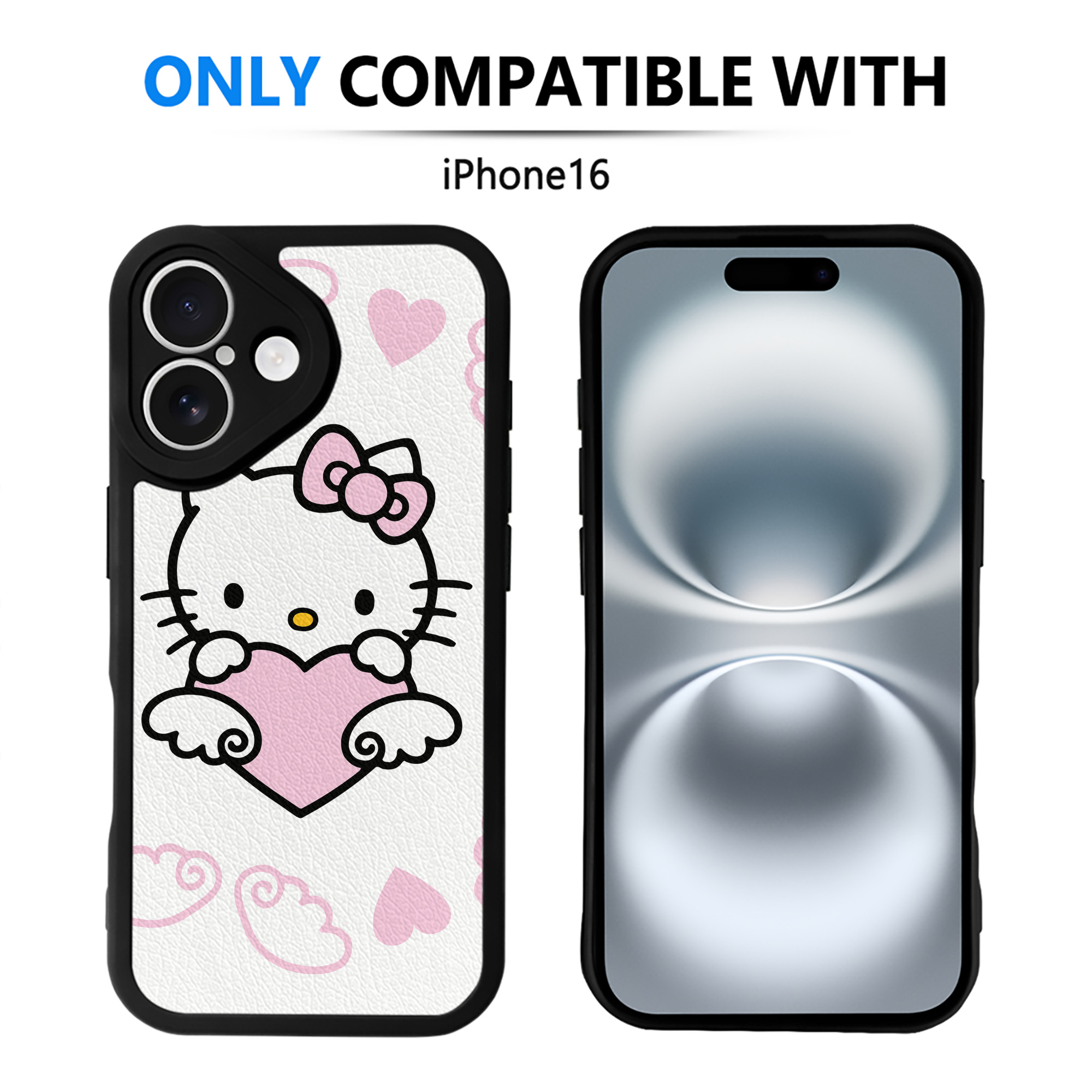 （画像用） Hello Kitty ハローキティ 【iPhone 16シリーズ対応】シリコンスマホケース（レザー調） 材質：シリコン